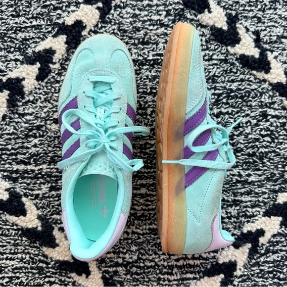 Adidas Gazelle Sneaker mint green purple and gum women’s size 7.5 sneaker - Picture 3 of 9